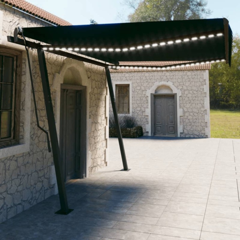 vidaXL Toldo automático con LED sensor de viento gris antracita 4,5x3m vidaXL Toldo automático con LED sensor de viento gris antracita 4,5x3m