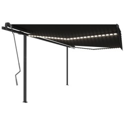 vidaXL Toldo automático con LED sensor de viento gris antracita 4,5x3m