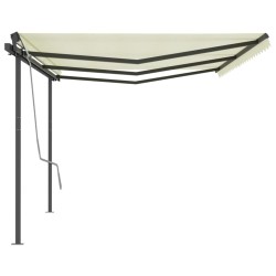 vidaXL Toldo retráctil automático con postes crema 6x3 m