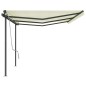 vidaXL Toldo retráctil automático con postes crema 6x3 m vidaXL Toldo retráctil automático con postes crema 6x3 m