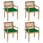 vidaXL Sillas Batavia 4 unidades madera maciza de teca con cojines vidaXL Sillas Batavia 4 unidades madera maciza de teca con cojines