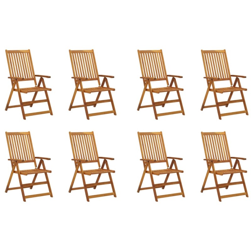 vidaXL Sillas de jardín plegables 8 uds madera macizo de acacia 