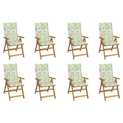 vidaXL Sillas de jardín plegables y cojines 8 uds madera maciza acacia