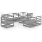 vidaXL Muebles de jardín 9 piezas gris madera de pino maciza