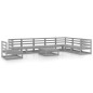 vidaXL Muebles de jardín 9 piezas gris madera de pino maciza vidaXL Muebles de jardín 9 piezas gris madera de pino maciza