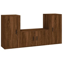 vidaXL Set de muebles para TV 3 pzas madera contrachapada roble marrón