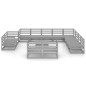 vidaXL Muebles de jardín 13 piezas gris madera de pino maciza