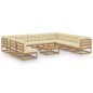 vidaXL Set de muebles de jardín 11 pzs cojines madera pino marrón miel vidaXL Set de muebles de jardín 11 pzs cojines madera pino marrón miel
