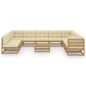 vidaXL Set de muebles de jardín 11 pzs cojines madera pino marrón miel vidaXL Set de muebles de jardín 11 pzs cojines madera pino marrón miel