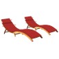 vidaXL Tumbonas 2 unidades con cojines madera maciza de acacia vidaXL Tumbonas 2 unidades con cojines madera maciza de acacia