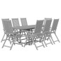 vidaXL Juego de comedor de jardín 9 piezas madera maciza de acacia vidaXL Juego de comedor de jardín 9 piezas madera maciza de acacia
