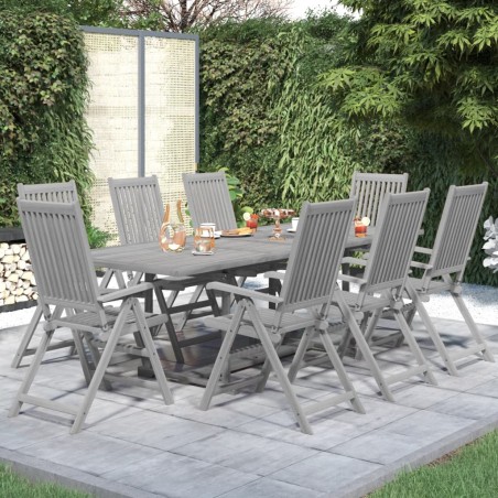 vidaXL Juego de comedor de jardín 9 piezas madera maciza de acacia