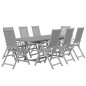 vidaXL Juego de comedor de jardín 9 piezas madera maciza de acacia vidaXL Juego de comedor de jardín 9 piezas madera maciza de acacia