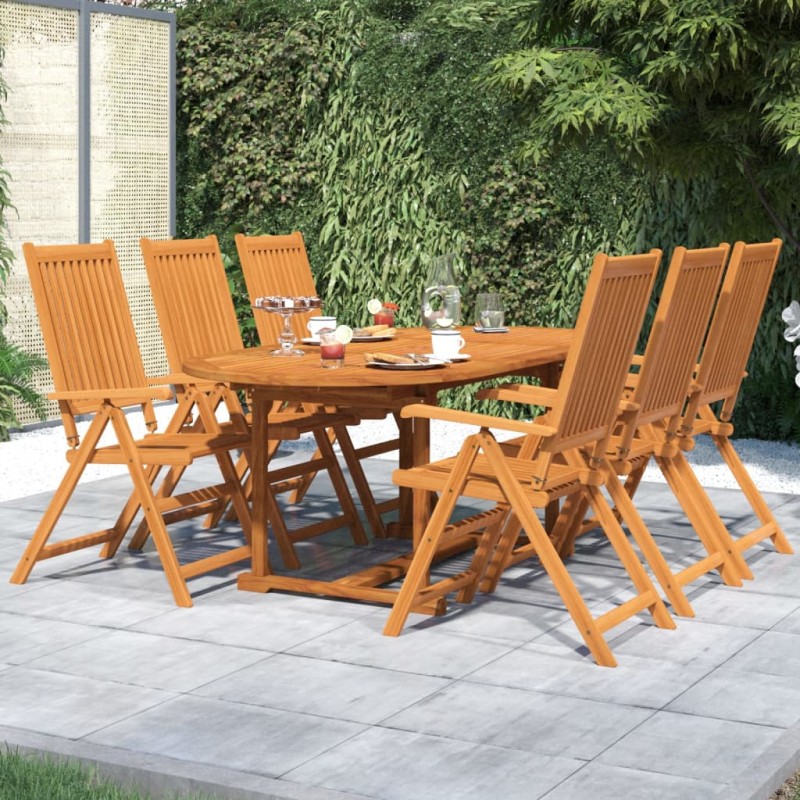 vidaXL Juego de comedor para jardín 7 piezas madera maciza de acacia vidaXL Juego de comedor para jardín 7 piezas madera maciza de acacia