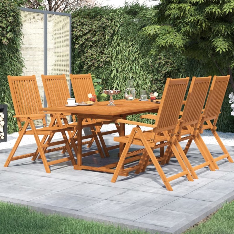 vidaXL Juego de comedor de jardín 7 piezas madera maciza de acacia vidaXL Juego de comedor de jardín 7 piezas madera maciza de acacia