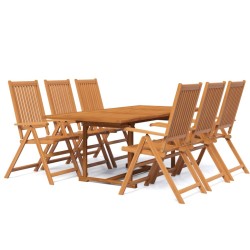 vidaXL Juego de comedor de jardín 7 piezas madera maciza de acacia