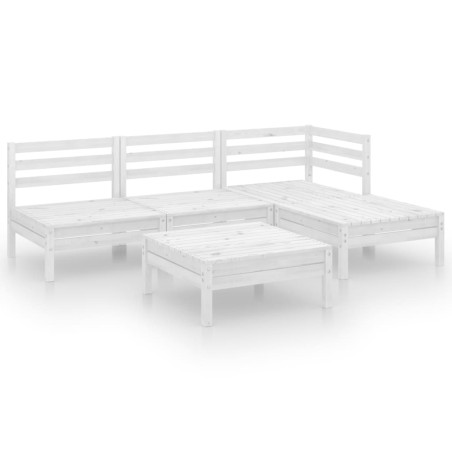 vidaXL Juego de muebles de jardín 5 piezas madera maciza pino blanco