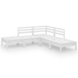vidaXL Juego de muebles de jardín 5 piezas madera maciza pino blanco