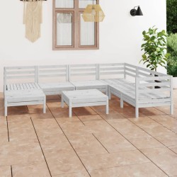vidaXL Juego de muebles de jardín 8 piezas madera maciza pino blanco