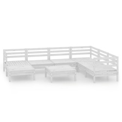 vidaXL Juego de muebles de jardín 8 piezas madera maciza pino blanco