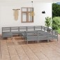 vidaXL Juego de muebles de jardín 12 piezas madera maciza de pino gris vidaXL Juego de muebles de jardín 12 piezas madera maciza de pino gris