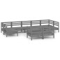 vidaXL Juego de muebles de jardín 10 piezas madera maciza pino gris vidaXL Juego de muebles de jardín 10 piezas madera maciza pino gris