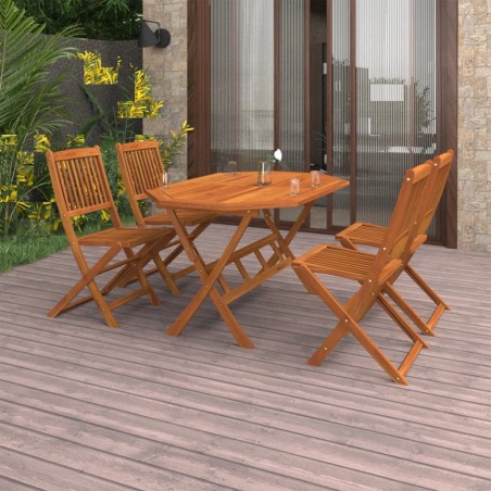 vidaXL Juego de comedor de jardín 5 piezas madera maciza de acacia