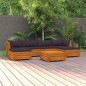 vidaXL Juego muebles de jardín y cojines 7 pzas madera maciza acacia vidaXL Juego muebles de jardín y cojines 7 pzas madera maciza acacia