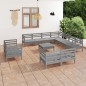 vidaXL Juego de muebles de jardín 12 piezas madera maciza de pino gris vidaXL Juego de muebles de jardín 12 piezas madera maciza de pino gris