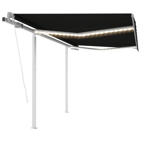 vidaXL Toldo automático con LED y sensor de viento antracita 3x2,5 m