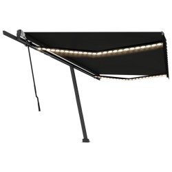 vidaXL Toldo retráctil manual con luz LED gris antracita 500x350 cm