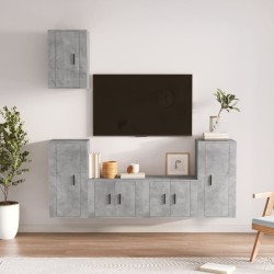 vidaXL Set de muebles de TV 5 pzas madera contrachapada gris hormigón