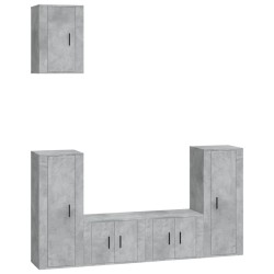vidaXL Set de muebles de TV 5 pzas madera contrachapada gris hormigón