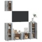 vidaXL Set de muebles de TV 5 pzas madera contrachapada gris hormigón