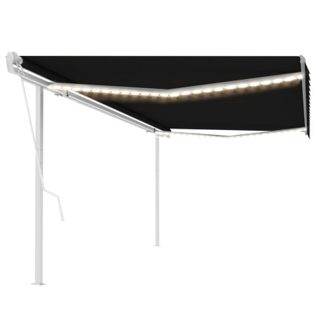 vidaXL Toldo automático con LED y sensor de viento antracita 5x3 m