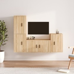 vidaXL Set de muebles para TV 4 pzas madera contrachapada roble Sonoma