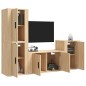 vidaXL Set de muebles para TV 4 pzas madera contrachapada roble Sonoma vidaXL Set de muebles para TV 4 pzas madera contrachapada roble Sonoma