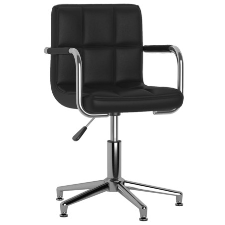 vidaXL Silla de comedor giratoria cuero sintético negro