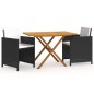 vidaXL Set de comedor de jardín 3 piezas con cojines negro vidaXL Set de comedor de jardín 3 piezas con cojines negro
