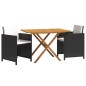 vidaXL Set de comedor de jardín 3 piezas con cojines negro vidaXL Set de comedor de jardín 3 piezas con cojines negro