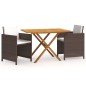 vidaXL Set de comedor de jardín 3 piezas con cojines marrón vidaXL Set de comedor de jardín 3 piezas con cojines marrón
