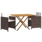 vidaXL Set de comedor de jardín 3 piezas con cojines marrón vidaXL Set de comedor de jardín 3 piezas con cojines marrón