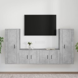vidaXL Set de muebles de TV 4 pzas madera contrachapada gris hormigón