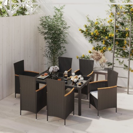 vidaXL Juego de comedor de jardín 7 piezas ratán sintético negro