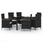 vidaXL Juego de comedor de jardín 7 piezas ratán sintético negro vidaXL Juego de comedor de jardín 7 piezas ratán sintético negro