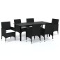 vidaXL Set de comedor de jardín 7 pzas y cojines ratán sintético negro vidaXL Set de comedor de jardín 7 pzas y cojines ratán sintético negro