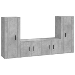 vidaXL Set de muebles de TV 4 pzas madera contrachapada gris hormigón
