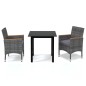 vidaXL Juego muebles jardín 3 pzas con cojines ratán sintético gris