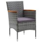 vidaXL Juego muebles jardín 3 pzas con cojines ratán sintético gris