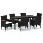 vidaXL Set de comedor de jardín 7 pzas y cojines ratán sintético negro vidaXL Set de comedor de jardín 7 pzas y cojines ratán sintético negro